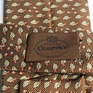 CHURCH’S brown silk Tie. Turtle print Made  in Italy 🇮🇹